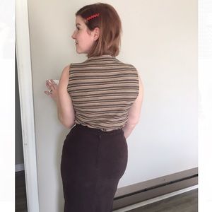 Vintage Suede Midi Pencil Skirt